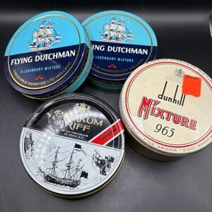 Vintage Tobacco Tins Lot of 4 Flying Dutchman Dunhill Mixture Borkum‎ Riff Empty